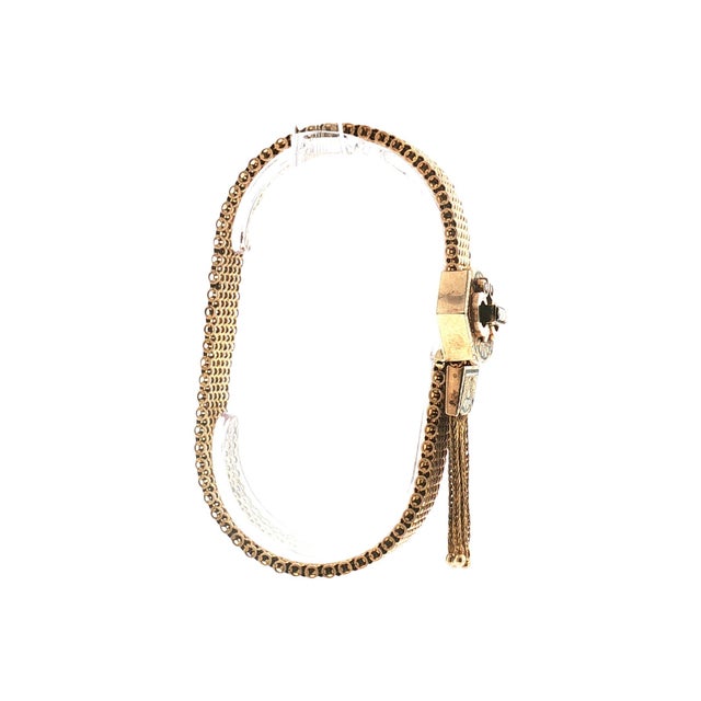 19th Century Victorian 10k Yellow Gold Slide Tassel Bracelet With Black Enamel For Sale - Image 4 of 5