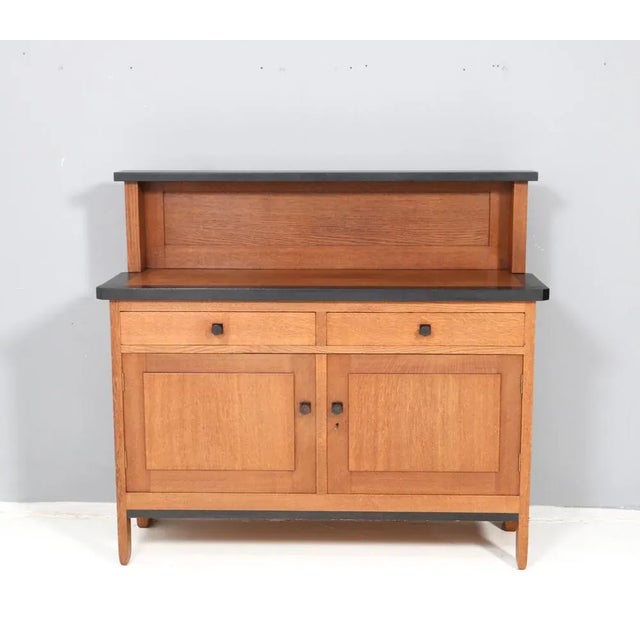 Brown Art Deco Modernist Credenza or Sideboard by H. Fels for l.O.V. Oosterbeek, 1920s For Sale - Image 8 of 8
