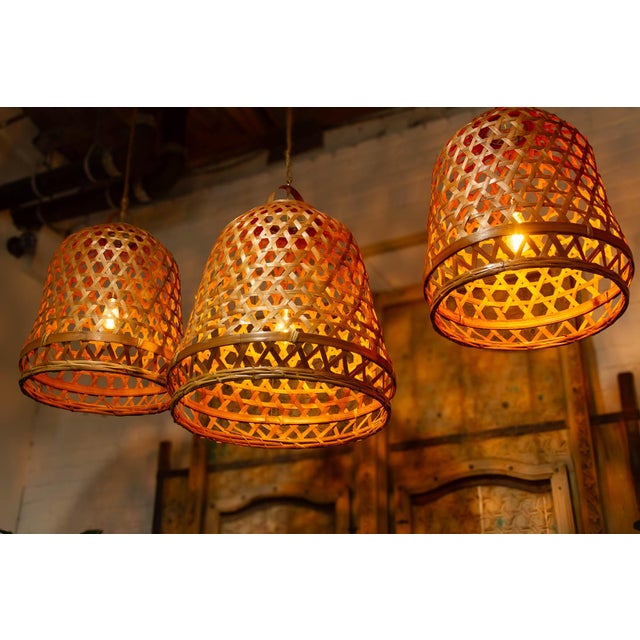 Large Lombok Handwoven Bamboo Bell Pendant For Sale - Image 10 of 10