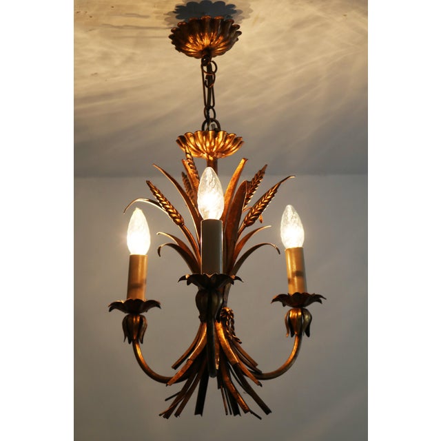 Hans Kögl Ceiling Light Hollywood Regency Gold Wheat Design Height 57cm Diameter 33cm 3 x E14 Sockets Beautiful warm gold...