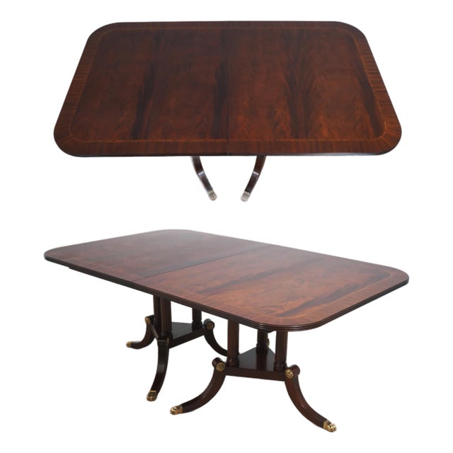 Henkel Harris Inlaid Flame Mahogany Dining Table For Sale