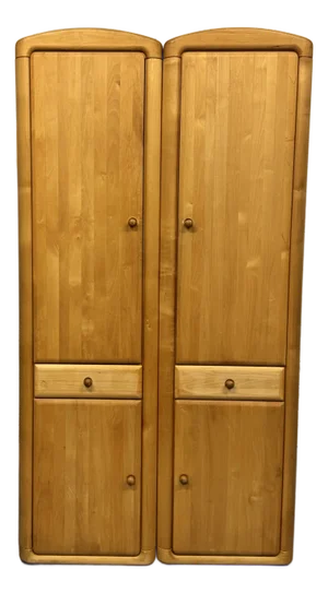 1990s Pair of Solid Waxed Alder Tall Cabinets by Mobel Drommershausen