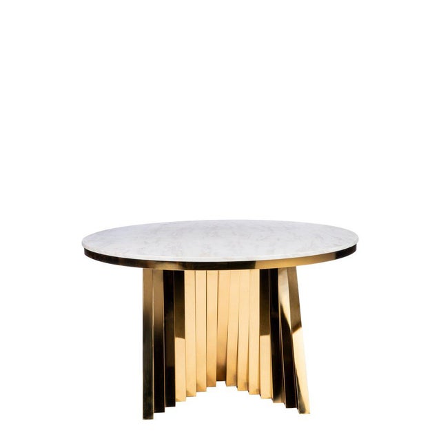 Waterfall Dining Set With Marble Top & Black & Gold Chairs - Set of 7 For Sale - Image 4 of 8