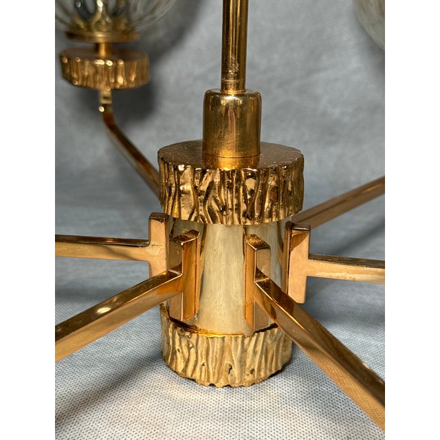 Italian 6-Glass Bowl Chandelier with Gilt Frame, 1970s For Sale - Image 6 of 16