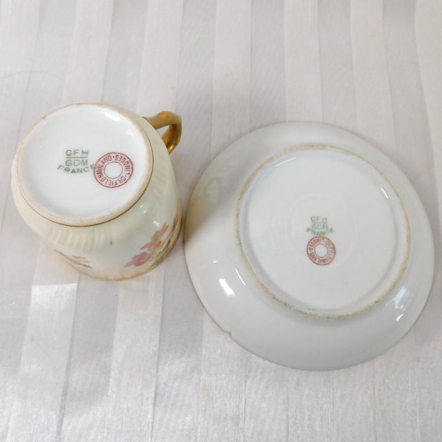 Late 18th Century C H Field Haviland Gerard, Dufraisseix & Morel Chocolate Pot With Four Chocolate Cups - Set of 10 For Sale - Image 16 of 18