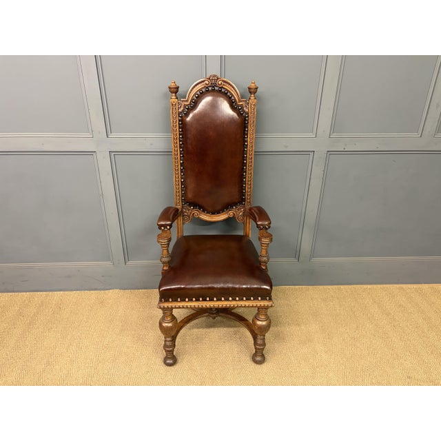Carved Oak High Back Chairs, 1900, Set of 8 For Sale - Image 4 of 18