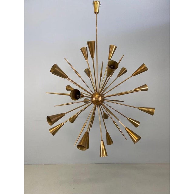 Italian Sputnik Brass Chandelier, 1970 For Sale - Image 4 of 11