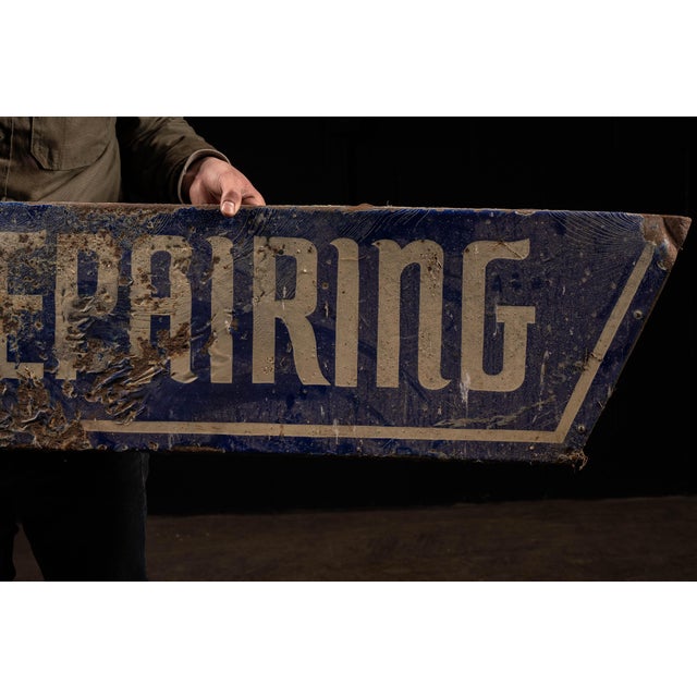 Antique "Watch Repair" Porcelain Enamel Sign For Sale In Chicago - Image 6 of 6