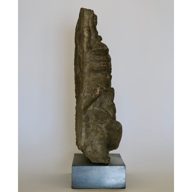 Indian black stone Goddess from 11th-12th century. Provenance: Rajasthan. Subject: Parvati and Skanda. Exportation...