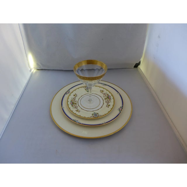 Set of 4 pieces vintage mismatched elegant dinner setting design with fine china and crystal wine glass for you or your...