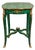 French Louis XV Style Emerald Green Side Table With Gold Leaf Accents and Ornate Gilded Bronze Details For Sale