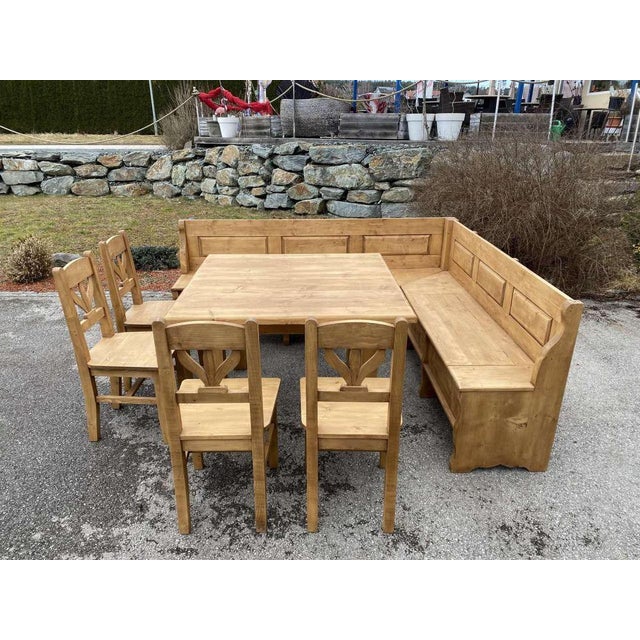 Vintage Rustic Corner Dining Set, Set of 6 For Sale - Image 6 of 12