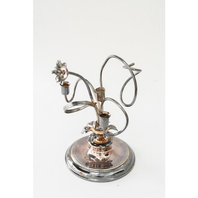 Jugendstil Silvered Brass Candleholder for 3 Candles, Vienna, Austria, 1908 For Sale - Image 3 of 15