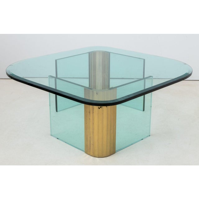Leon Rosen Pace Collection Glass & Brass Low Table For Sale - Image 9 of 9
