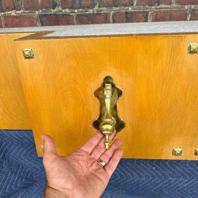 Wall-Mounted Console Cabinet Credenza With White Tile Top in the Style of Tommi Parzinger For Sale In Cleveland - Image 6 of 12