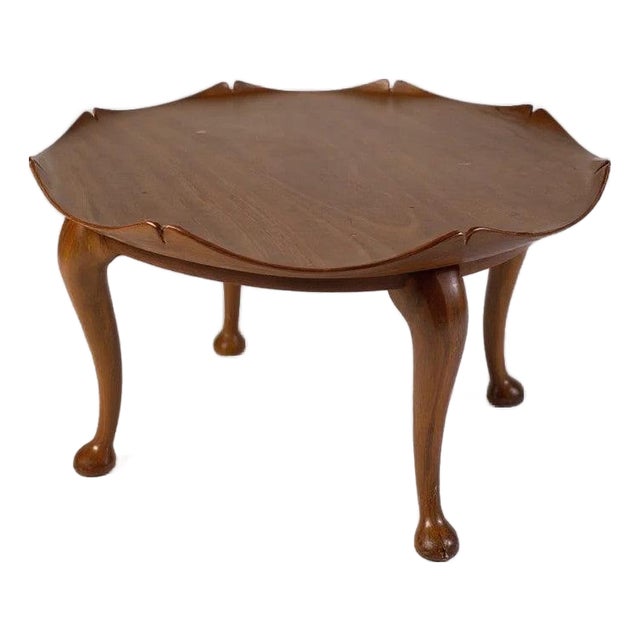 Mid-Century Teak Lotus Leaf Coffee Table with Scalloped Top, 1950s For Sale