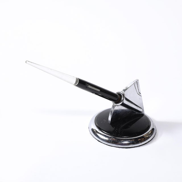 Art Deco Chrome, Lucite & Black Bakelite Fountain Pen Signed Esterbrook For Sale - Image 12 of 13