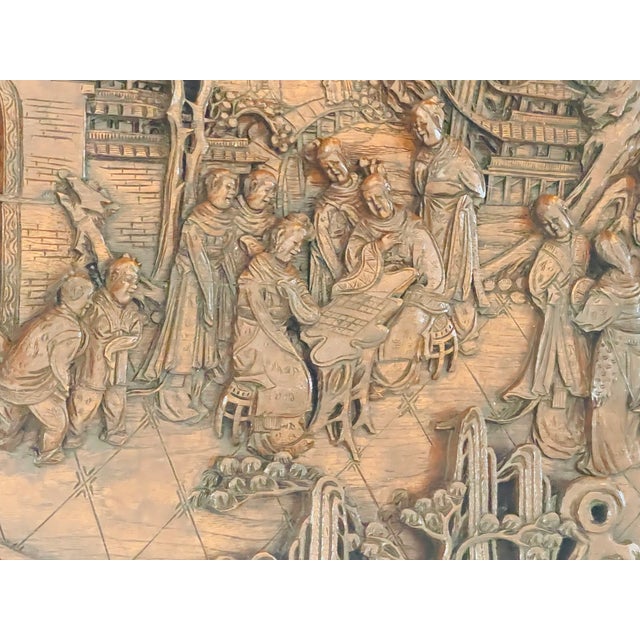 Vintage Chinese Chinoiserie Carved Coffee Table and 6 Chairs For Sale - Image 9 of 13