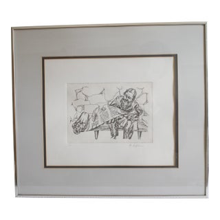 Mid 20th Century Al Kaufman (B. 1928) "Scribe" Signed & Numbered 56/150 Intaglio Etching - Framed For Sale