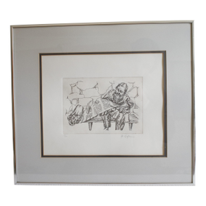 Mid 20th Century Al Kaufman (B. 1928) "Scribe" Signed & Numbered Intaglio Etching - Framed