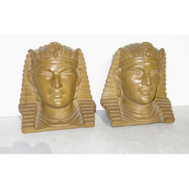 Mid 20th Century Vintage Egyptian Revival Pharaoh Bookends - A Pair of 2 For Sale - Image 5 of 7