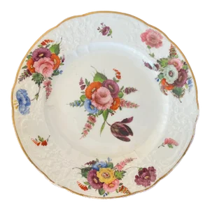 Antique Early 19th Century Coalport Porcelain Plate Decorated With Flowers