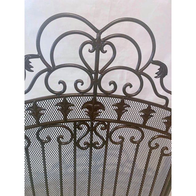 1950s Mid-20th Century French Gothic Wrought Iron Fireplace Screen For Sale - Image 5 of 9