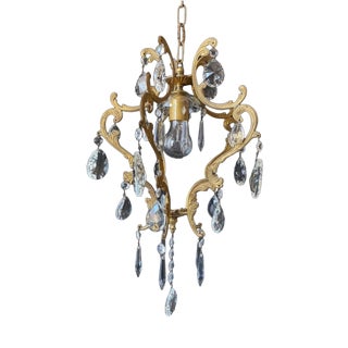 Antique Chandelier with Crystals, 1960s For Sale