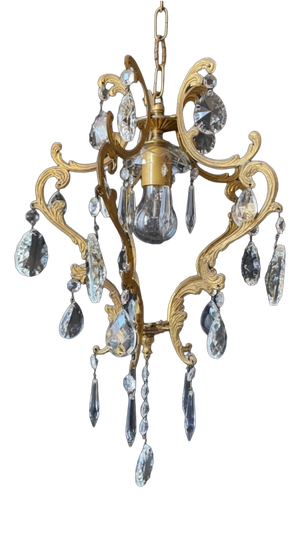 Antique Chandelier with Crystals, 1960s