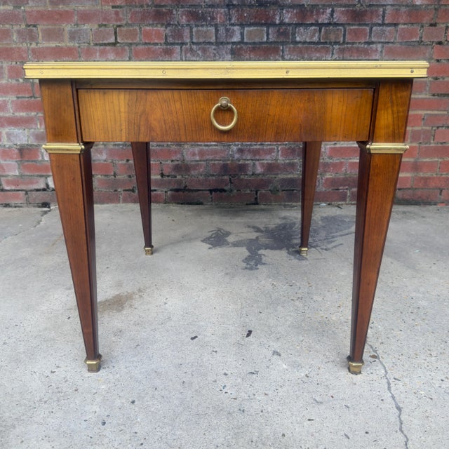 Hollywood Regency Vintage Baker Furniture Walnut Side Table For Sale - Image 3 of 12