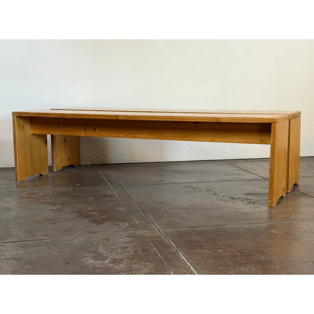 Vintage 1970’s Charlotte Perriand Pine Bench For Sale - Image 15 of 16