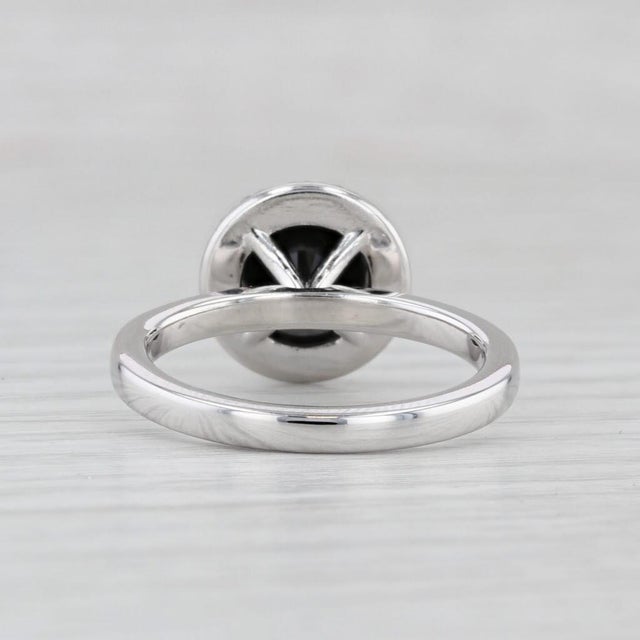 1.77ctw Black White Diamond Halo Ring 14k White Gold Size 8.25 Engagement For Sale - Image 4 of 7