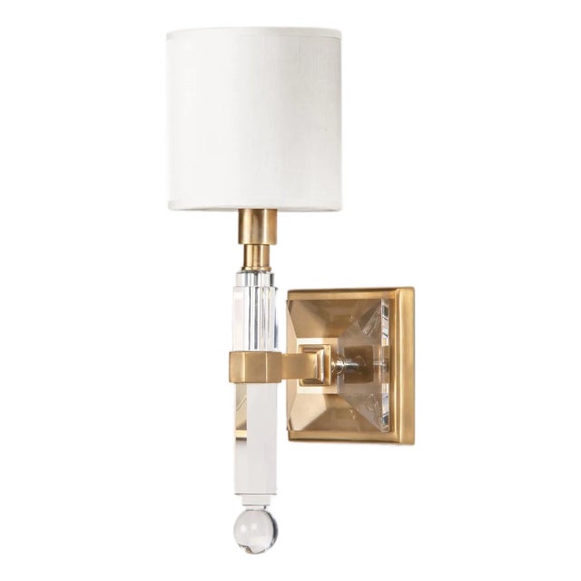 Sola Brass & Crystal Sconce For Sale