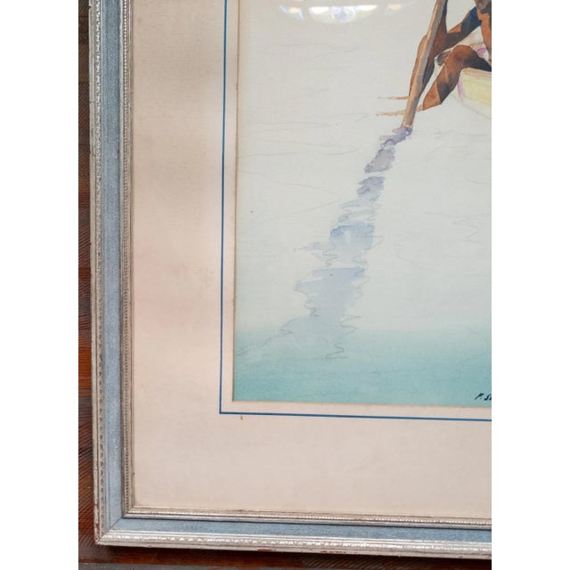 Early 20th Century American Watercolor of Man in Canoe by Frederick Soldwedel For Sale In New York - Image 6 of 12