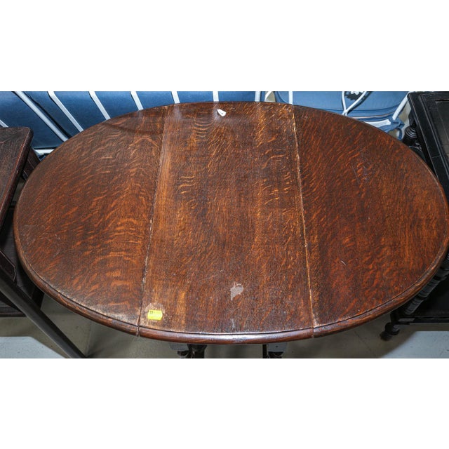 Antique William & Mary Style Oak Gate Leg Oval Table For Sale - Image 4 of 6