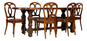 19th Century Dining Table & Chairs, Set of 7