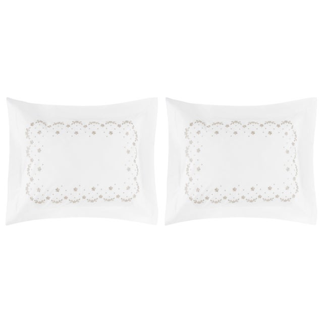Traditional Meadow Standard Sham in Platinum - a Pair For Sale - Image 3 of 3