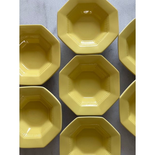Set of 7 Octagon Daffodil All Yellow Independence Ironstone Small Bowls For Sale - Image 4 of 7