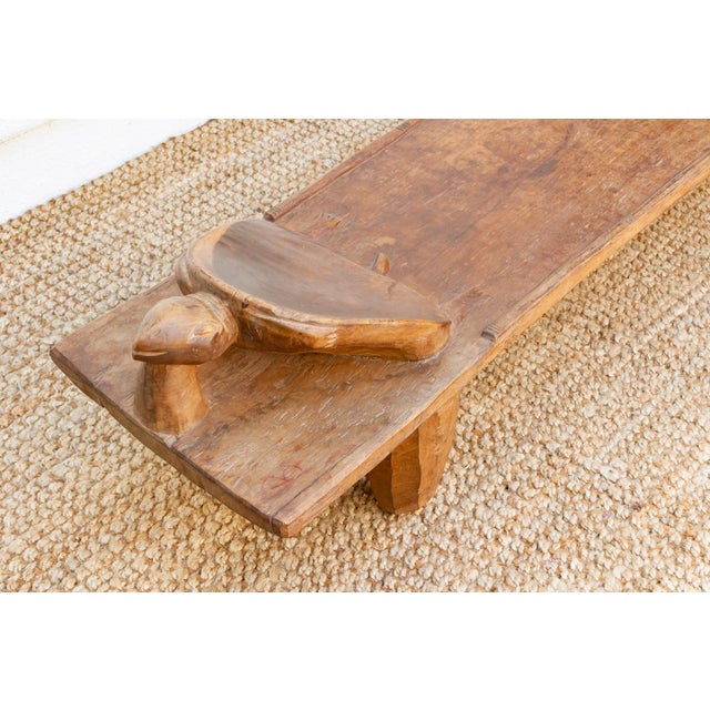 Coffee Long & Slim Antique Turtle Senufo Bed For Sale - Image 8 of 10
