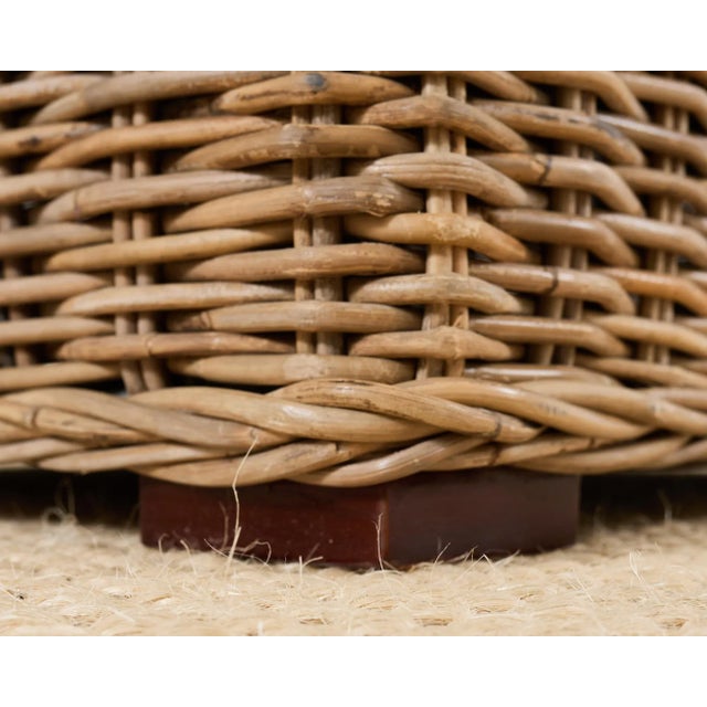Pair of Michael Taylor Style Organic Modern Rattan Cube Chairs For Sale - Image 10 of 12
