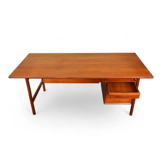 Large Executive Danish Modern Desk in Teak For Sale - Image 4 of 12