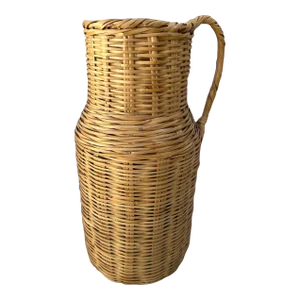 Vintage Woven Split Bamboo/Rattan Floor Vase