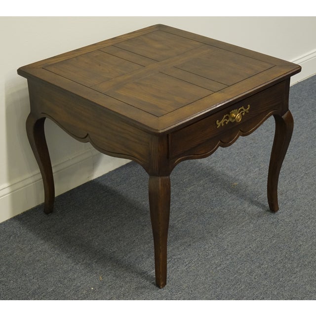 Henredon Furniture Rustic Country French Solid Banded Walnut 26" Accent