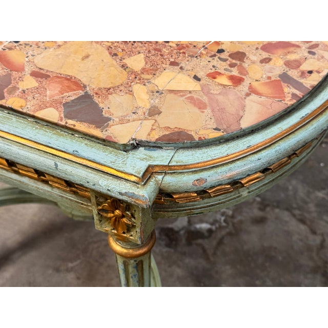 Light Green Early 20th Century Louis XVI Style Marble Top Side Table For Sale - Image 8 of 13