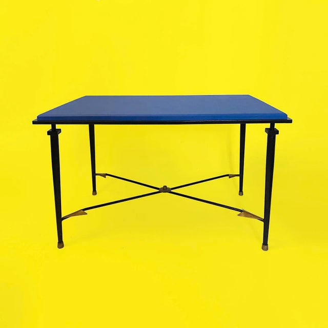 French Art Deco Wrought Iron & Brass Side Table with Arrows in the Style of André Arbus, 1940s For Sale - Image 14 of 14