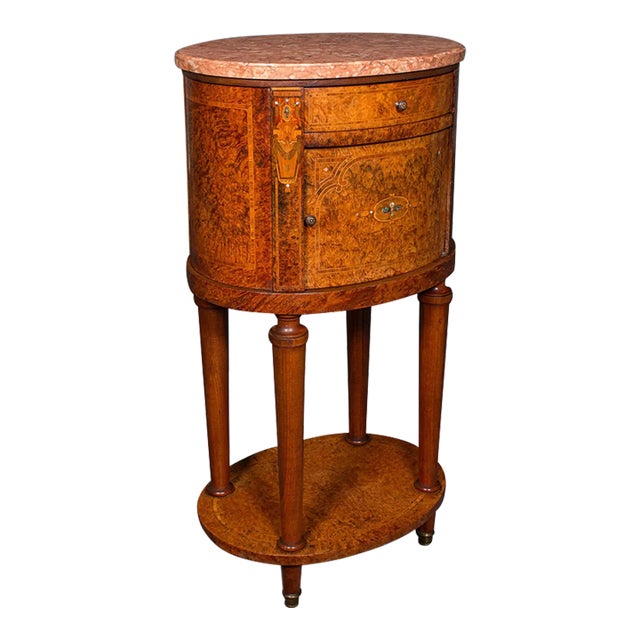 1870's Antique Oval Bedside Cabinet For Sale