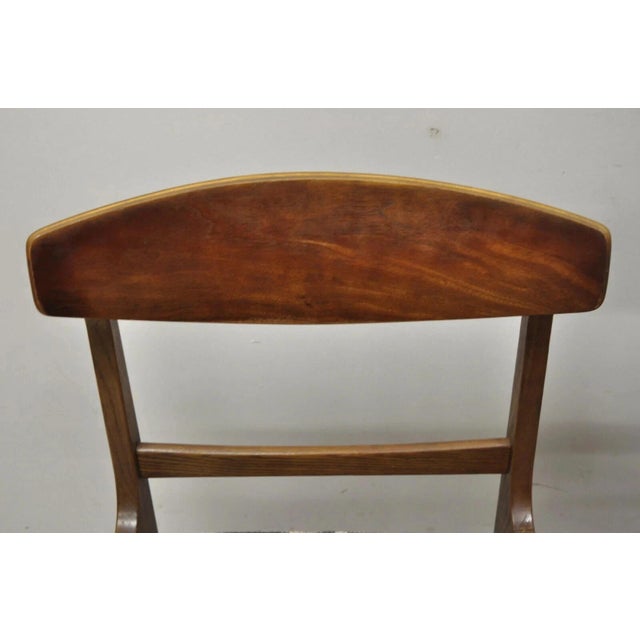 Vintage Mid Century Modern Walnut & Oak Sculptural Dining Side Chairs - A Pair For Sale - Image 4 of 11