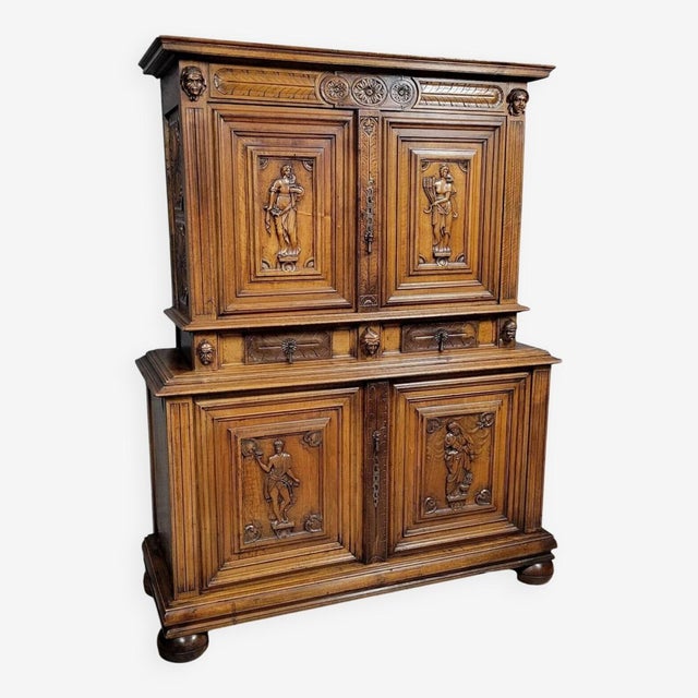Wood Bellifontaine Cabinet with Recessed Four Doors in Walnut For Sale - Image 7 of 7