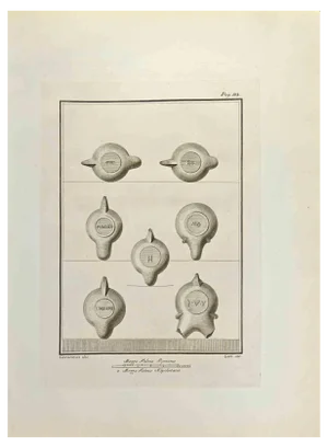 Carlo Ceri, Objects with Roman Majuscule, Etching, 18th Century