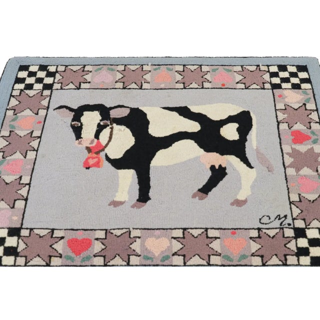 Handmade in wool and originating circa 1920-1930, this 3x3 rug is a rare and exciting new curation in Rug & Kilim’s...